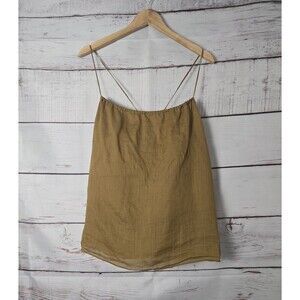 Banana Republic Womens Top Size XXL Mustard Ramie Camisole Adjustable Straps